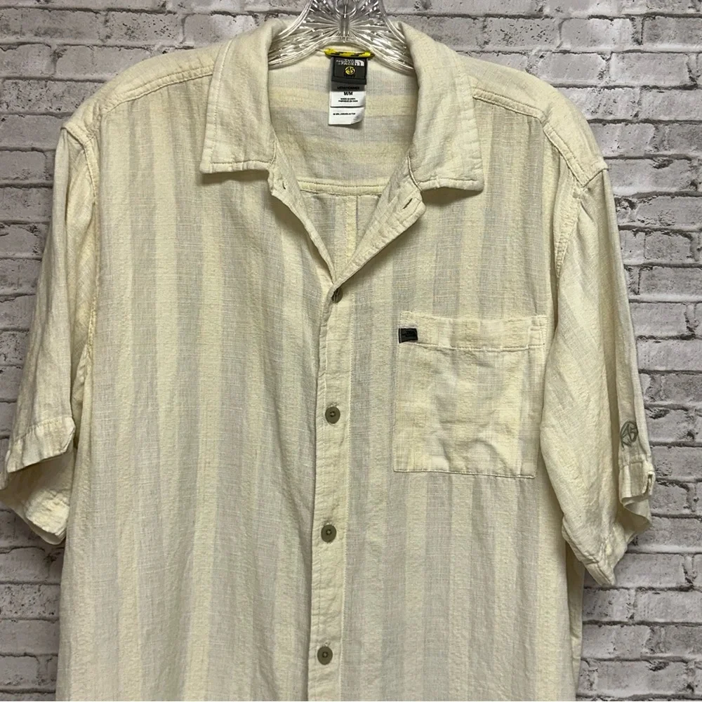 The North Face A5 Series Shirt Men Medium Yellow Plaid Button Down Linen Blend